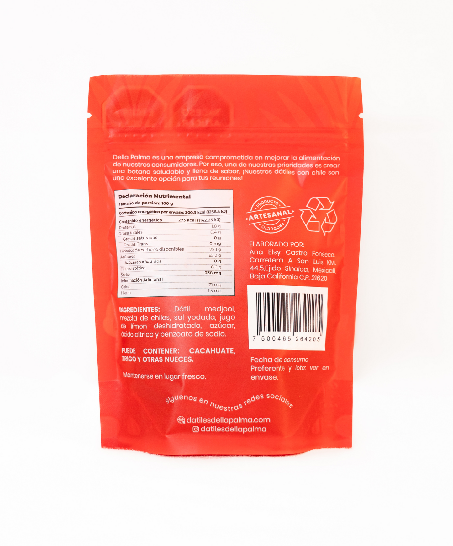 Dátil con chile | 110gr paquete con 3 bolsas